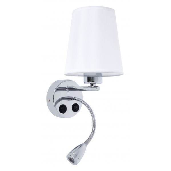 Aplique 1x3w 4000k + 1xe27 Idea Cromo/pant Blanca 240lm Con Interruptor Aplique 1x3w 4000k + 1xe27 Idea Cromo/pant Blanca 240lm Con Interruptor