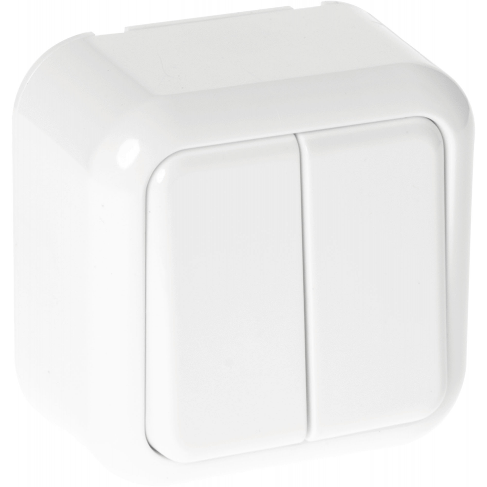 Interruptor Doble Ancient 2 Teclas Blanco 6x6x3 Cm