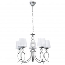 Lampara Rin 5xe14 Cromo Con Pantalla Regx55x55 Cm