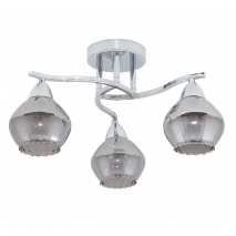 Lampara 3xe14 Smoky Cromo Tulipa Cristal