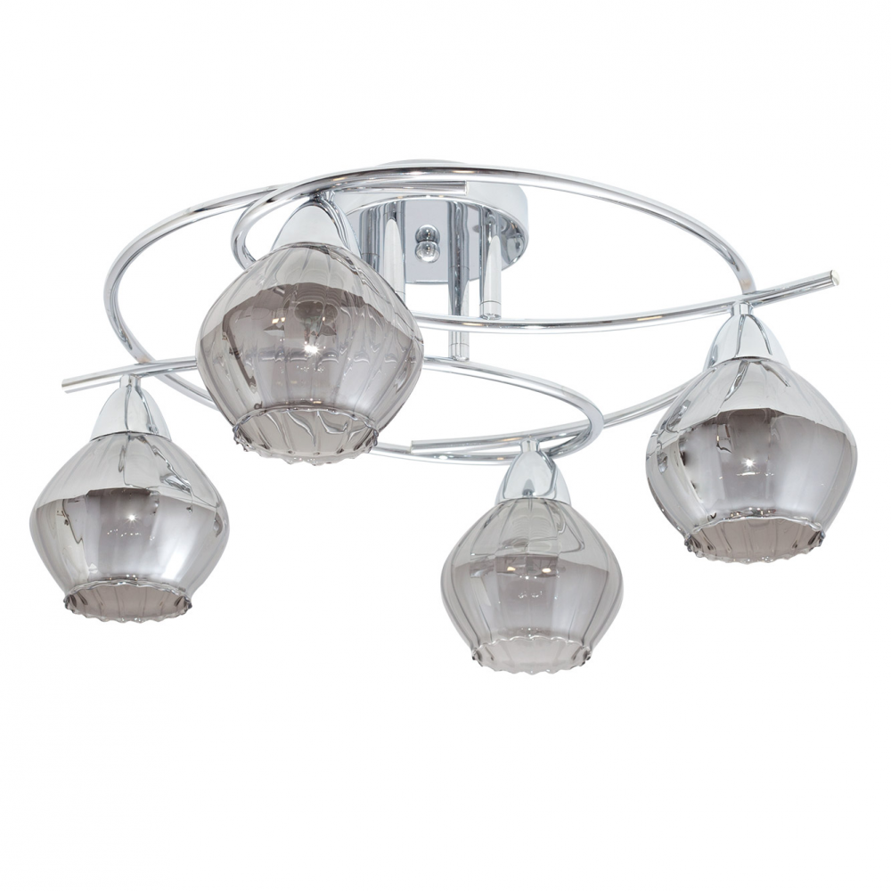Plafon 4xe14 Smoky Cromo Tulipa Cristal