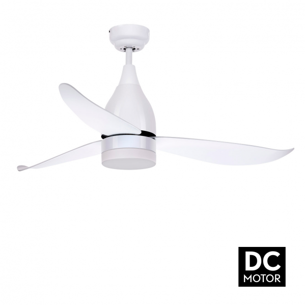 Ventilador 12w 3000k, 4000k, 6000k  Asifa Blanco  Motor Dc 3 Aspas Abs Blanca 1200lm 45,5x112d C/ Remoto