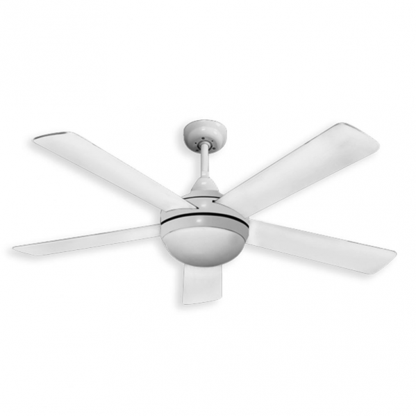 Ventilador Biruji Blanco 2xe27 5 Aspas Blancas cuerpo blanco 43,5x130d Control Remoto