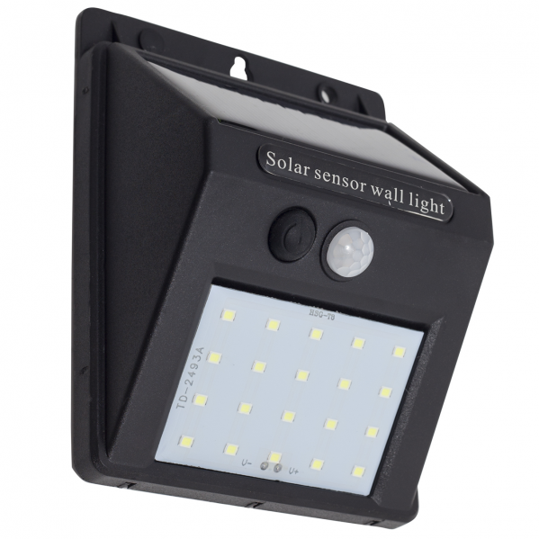 Aplique Solar 3w 6500k Negro Sensor Movimiento3m Alcance 120 grados 12,4x9,6x4,8 Ip65 Aplique Solar 3w 6500k Negro Sensor Movimiento3m Alcance 120 grados 12,4x9,6x4,8 Ip65