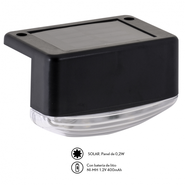 Aplique Solar Tito Negro 5-7h Aprox. Bateria Litio 6000k 5,5x6x8,5 Cm IP64 Aplique Solar Tito Negro 5-7h Aprox. Bateria Litio 6000k 5,5x6x8,5 Cm IP64