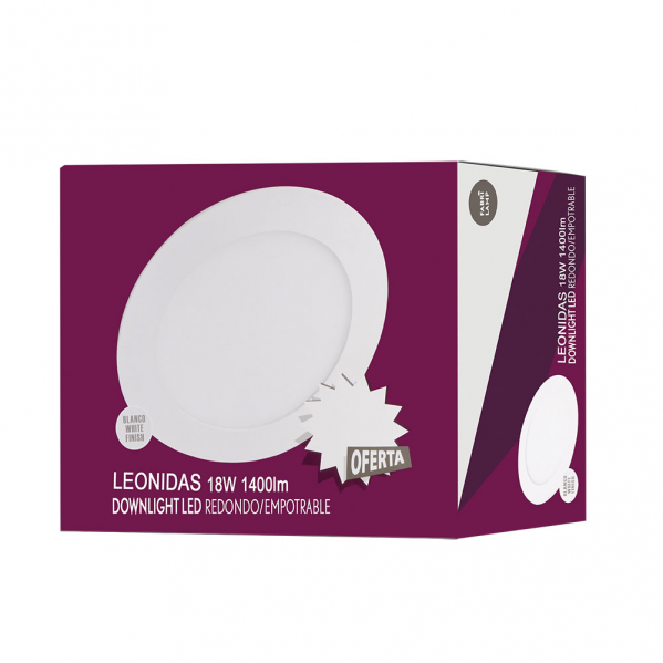 Downlight 18w 6500k Leonidas Blanco 1400lm 22dcaja De 20 Unidades Downlight 18w 6500k Leonidas Blanco 1400lm 22dcaja De 20 Unidades