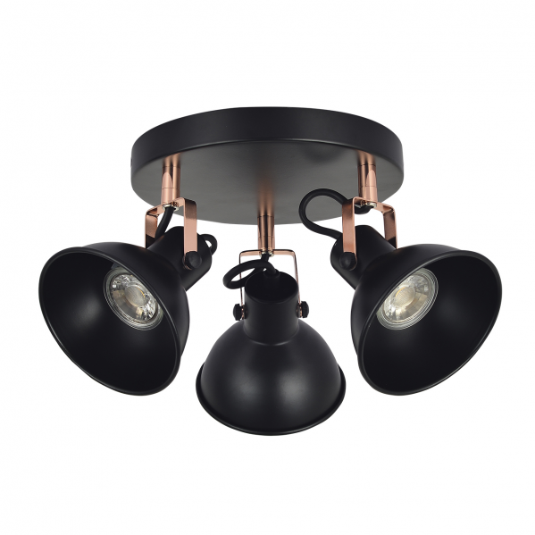 Plafón Arabia 3xgu10 Negro/cobre Bombillas No Incluidas Plafón Arabia 3xgu10 Negro/cobre Bombillas No Incluidas