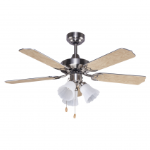 Ventilador Garbin Niquel Tulipas 3xe27 5 Aspas Plata/haya 50x107d