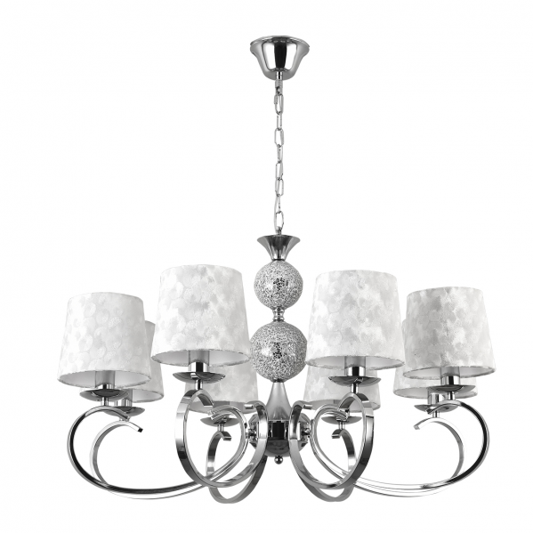 Lampara Mendoza 8xe14 Cromo Pantalla Blanca REGx74x74 Lampara Mendoza 8xe14 Cromo Pantalla Blanca REGx74x74
