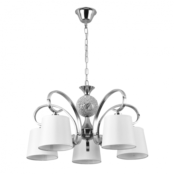 Lampara Concordia 5xe14 Cromo Pantalla Blanca REGx60x60 Lampara Concordia 5xe14 Cromo Pantalla Blanca REGx60x60