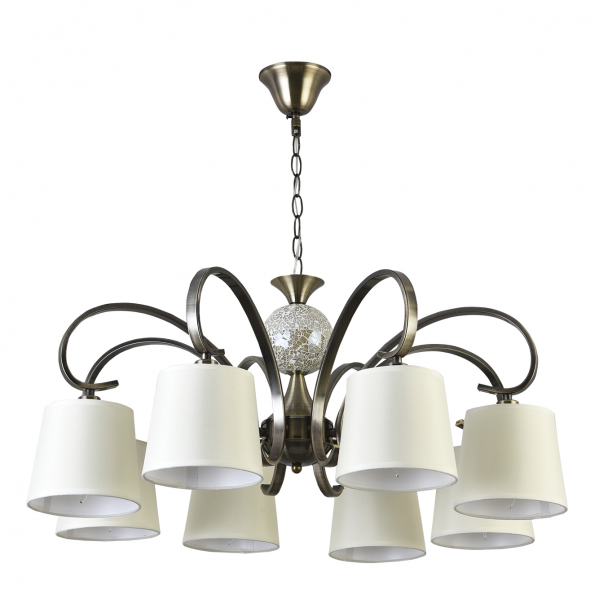 lampara Concordia 8xe14 Cuero Pantalla Beis REGx75x75