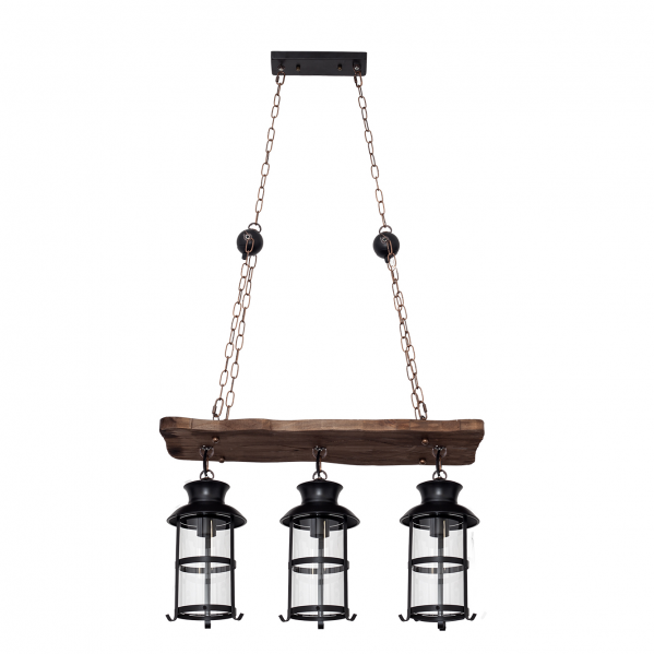 colgante Rustico Cortijo 3xe27 Marron