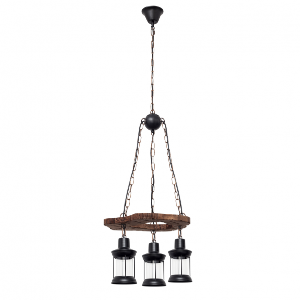 colgante Rustico Cortijo  3xe27 Marron