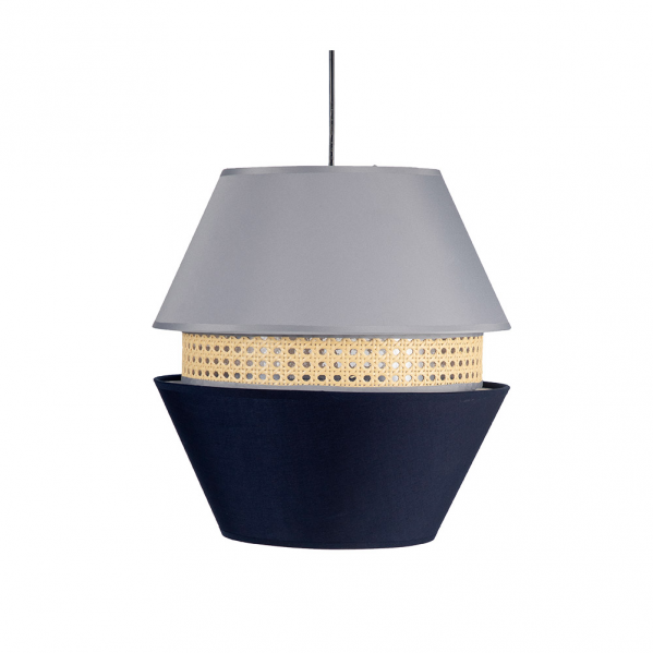 colgante 3 Pantallas Trajano1xe27 Azul/ Gris  Regx35x35 Cm