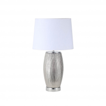 Sobremesa Ceramica Sabina 1xe27 Plata Brillo  C/pant Blanca 53x30x30 Cm