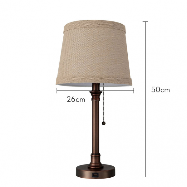 Sobremesa Big Ben 1xe27 Marron 50x25d Puerto Usb