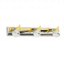 Aplique Baño 3 Focos Led 15w 6000k Cromo/oro 9x50x14 Cm Articulable Y Orientable
