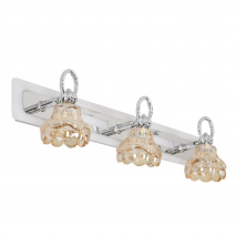 Aplique Baño 3 Focos Led 15w 6000k Cromo/ambar 13x50x14cm Articulable Y Orientable, Cristal Tallado