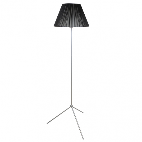 pie De Salon 1xe27 Plata C/pantalla Hilo Negro 40x40x150 Cm