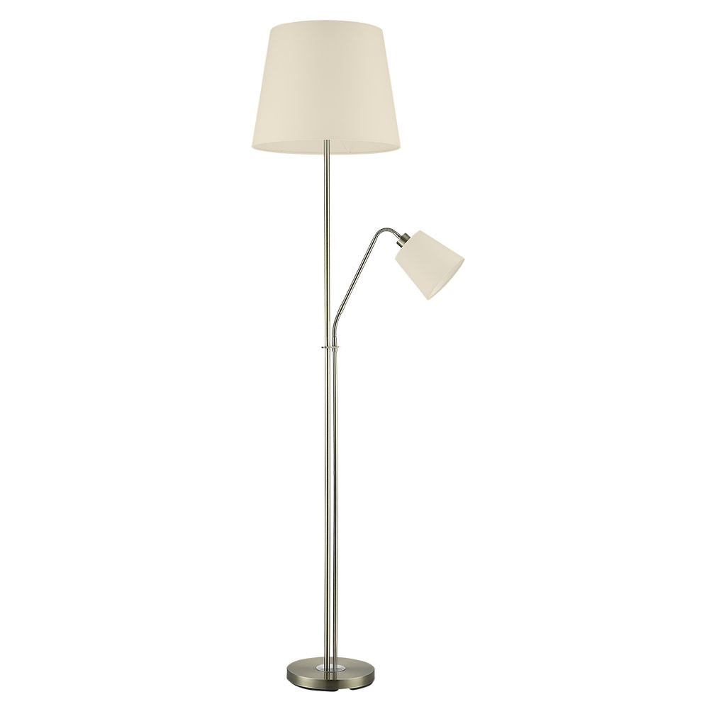 Pie De Salon Arturo 1xe27+1xe14 C/lector Cuero C/pant Beig 1,8m