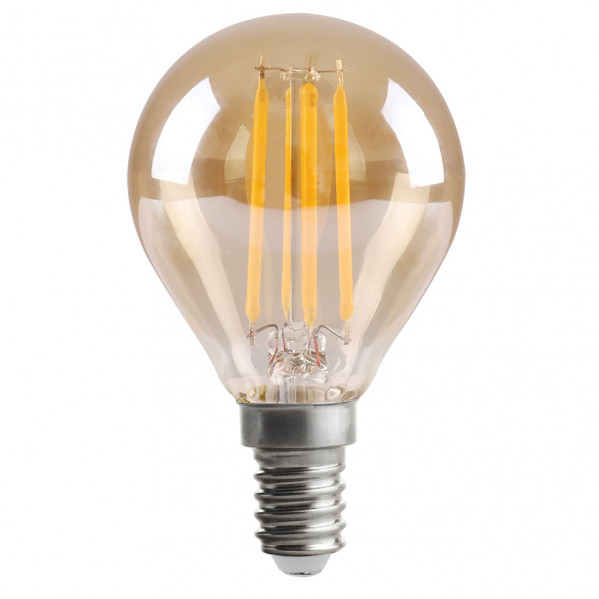 bombilla Filamento Esferica 7x4,5d 4w 380lm E14  Ambar 2700k