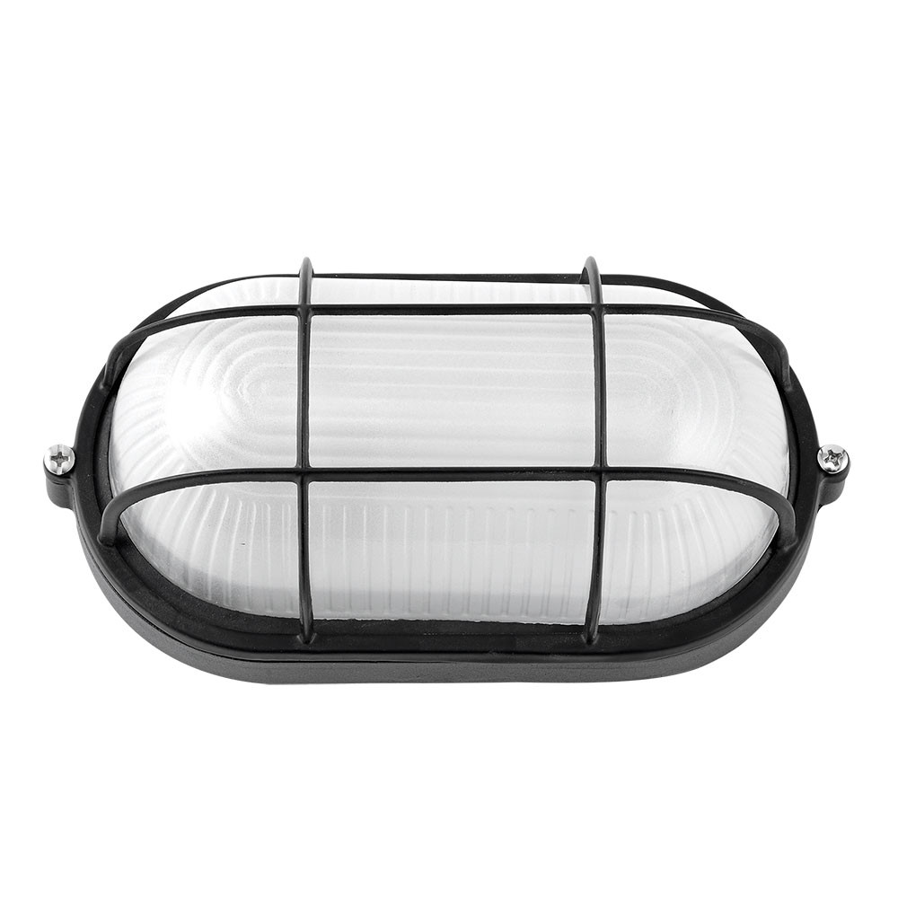 Aplique Ext.oval Aluminio Apus Grande 1xe27 Negro 11,5x27,5x15,5 Cm Ip44