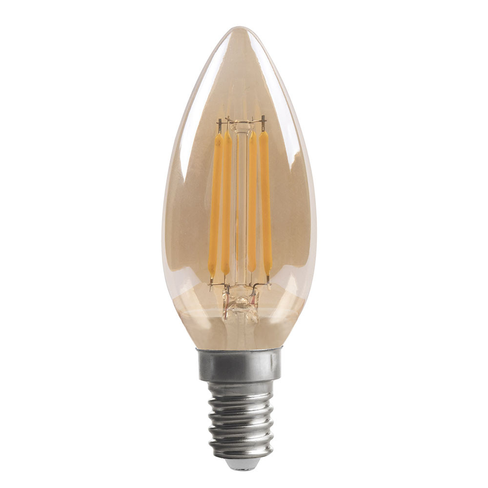 Bombilla Filamento Vela 10x3,5d 4w 380lm E14 Ambar 2700k
