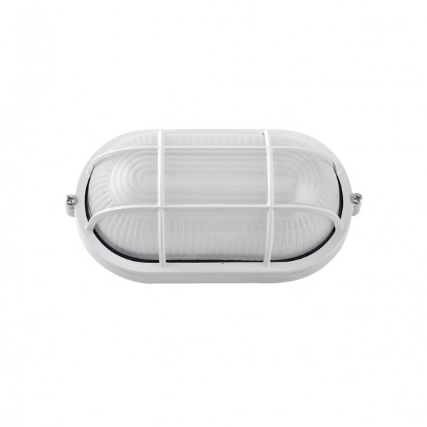 Aplique Ext. Oval Aluminio Apus Peq. 1xe27 Blanco 21x10,5x9 Cm Ip44