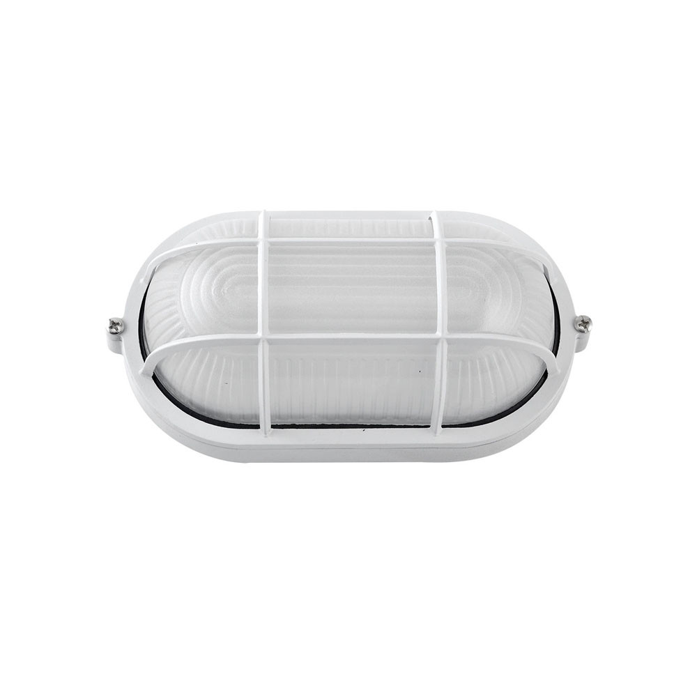 Aplique Ext. Oval Aluminio Apus Peq. 1xe27 Blanco 9x21x10,5 Cm Ip44