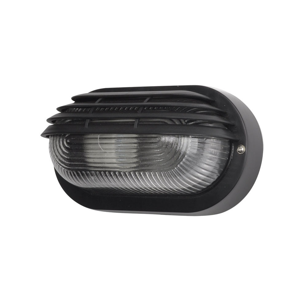Aplique Ext.oval Canopus Peq.1xe27 Policarb.negro 10x20,5x11,5 Cm Ip44