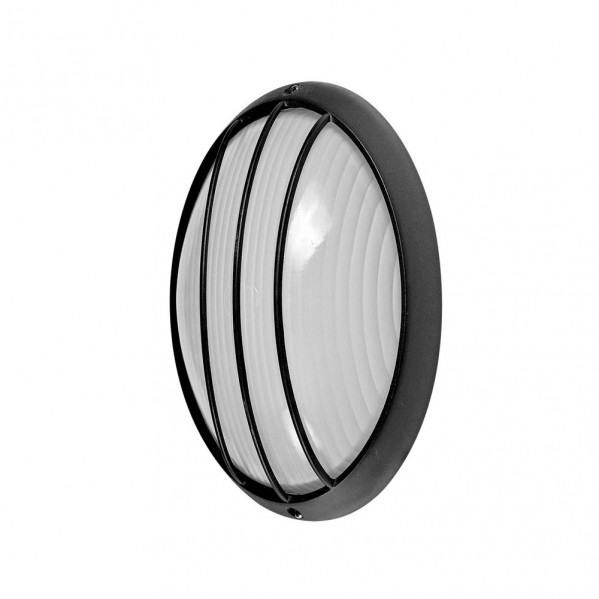 Aplique Ext.oval Aluminio Aquila Peq.1xe27 Negro  10,5x22x14 Cm Ip44