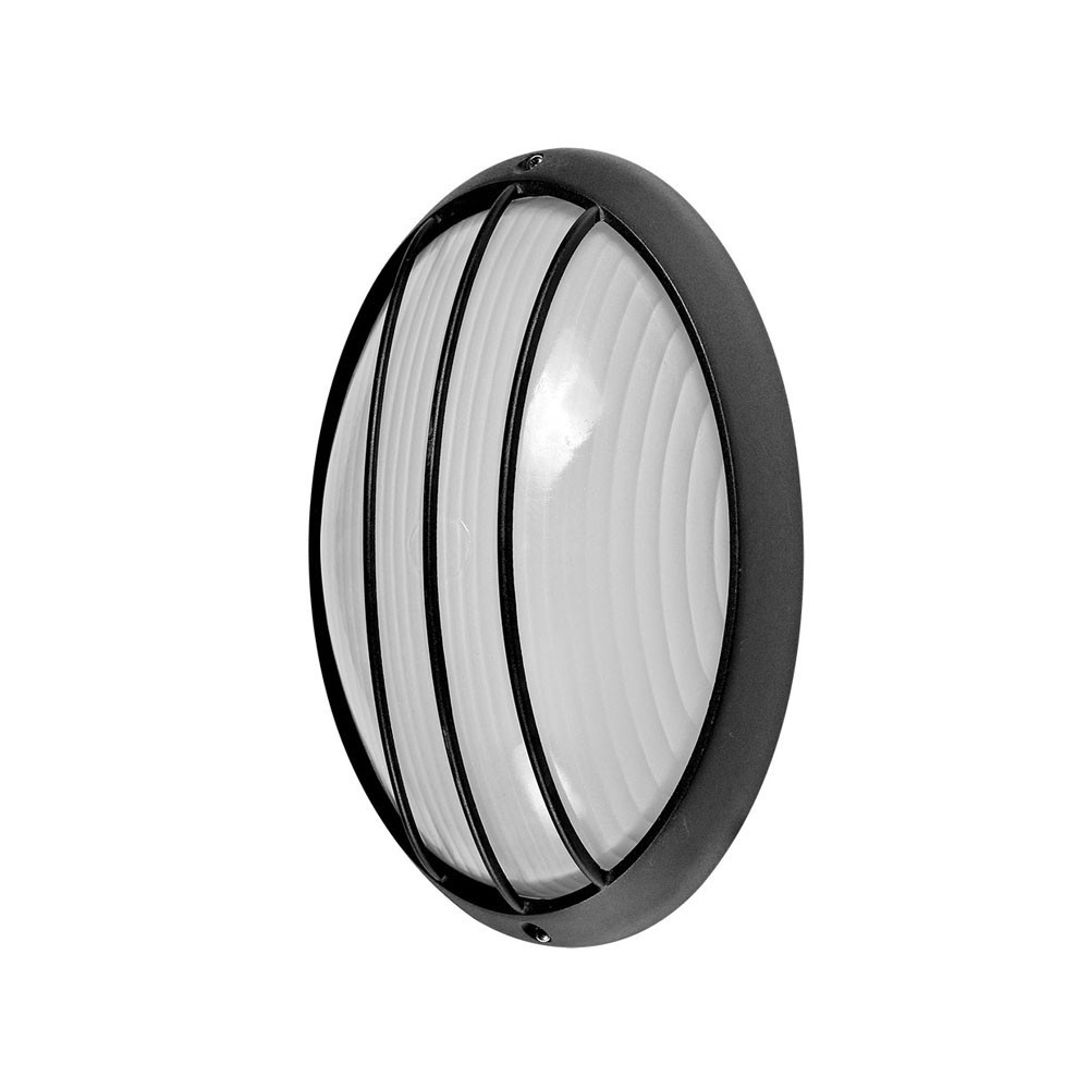 Aplique Ext.oval Aluminio Aquila Peq.1xe27 Negro 10,5x22x14 Cm Ip44