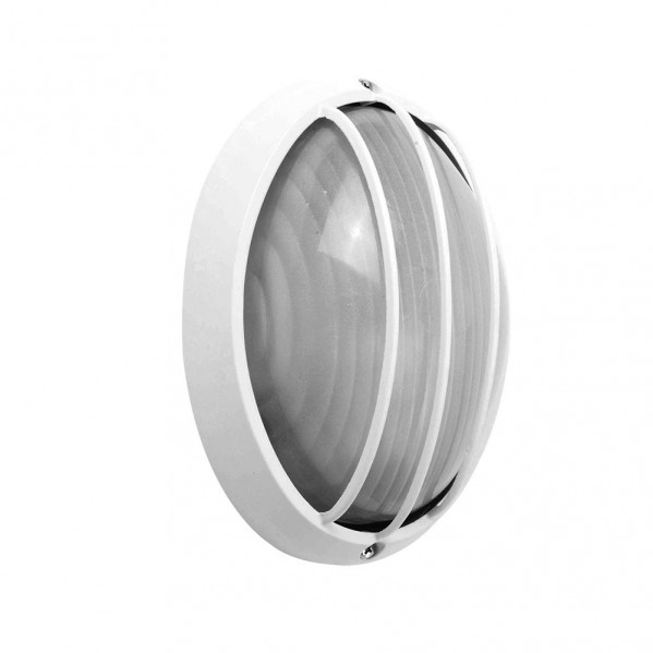 Aplique Ext.oval Aluminio Aquila Peq.1xe27 Blanco  10,5x22x14 Cm Ip444