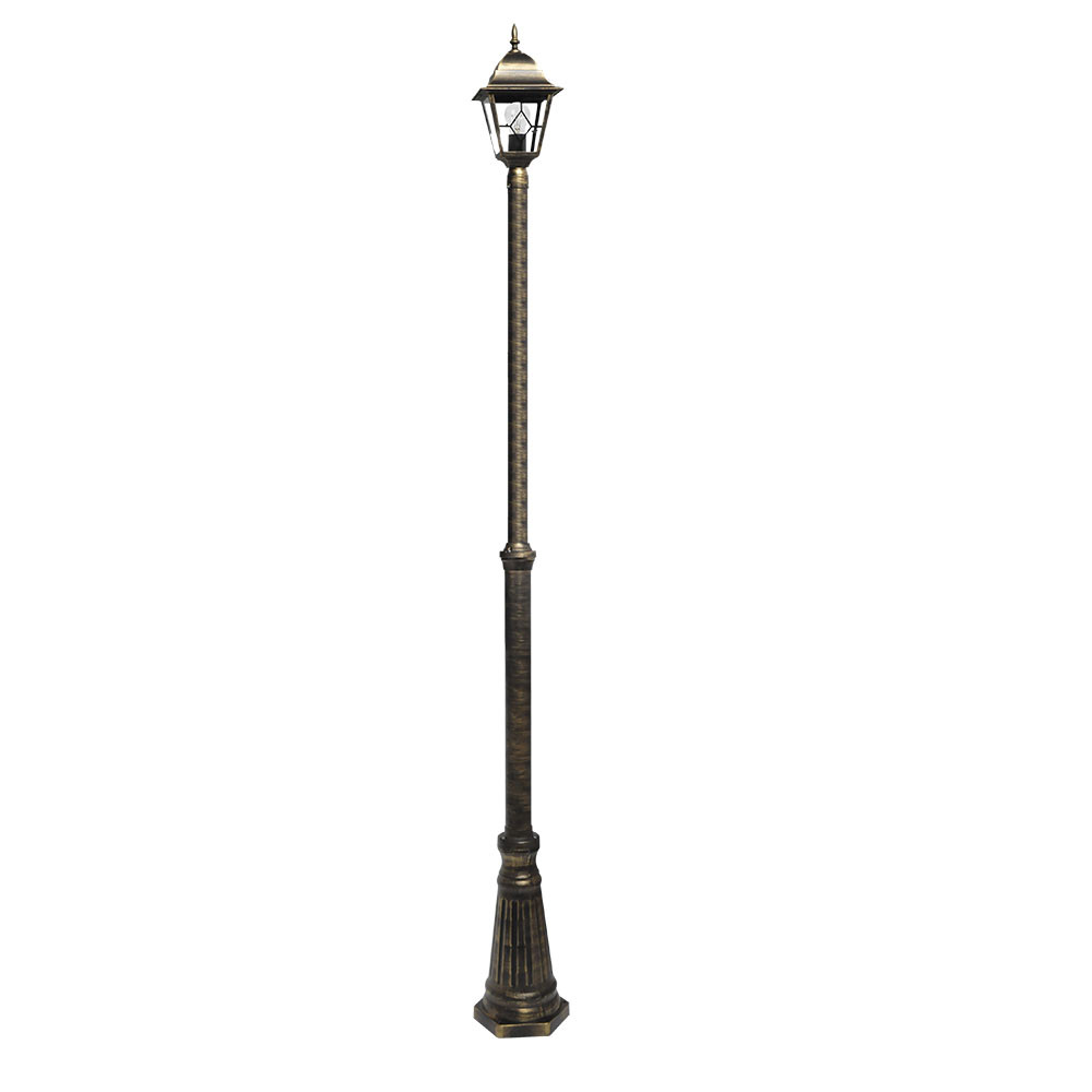 Farola Exterior Aluminio Bootes 1xe27 Neg/oro Ip44 220x18x18 Cm