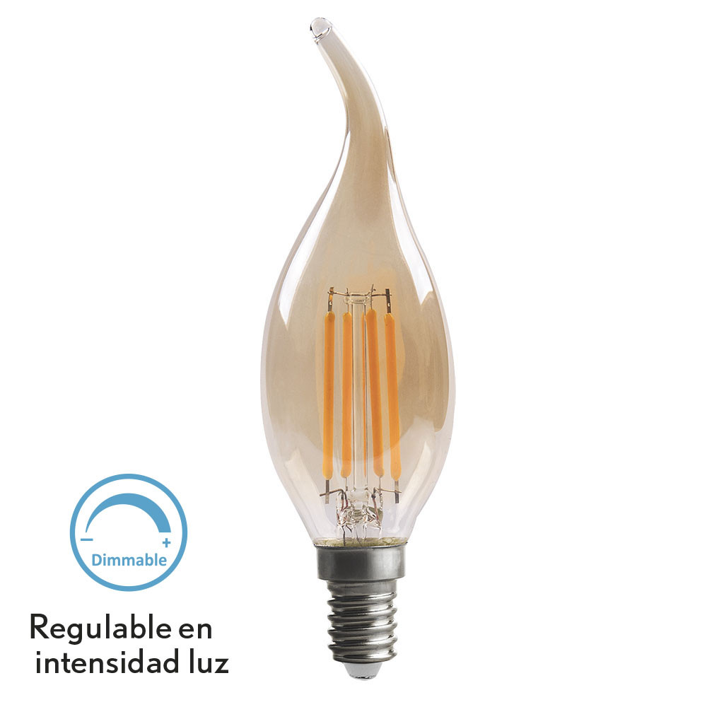Bombilla Filamento Bohemia 12,3x3,5d 4w Regulable E14 330lm Ambar 2700k