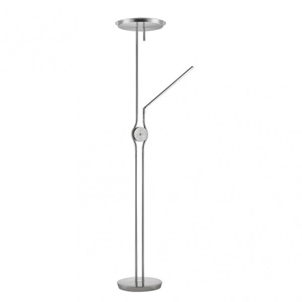 Pied De Salon Luyten 2xE27 Nickel Satiné 180x27x27 Cm - Lampadaire Moderne Métal Pour Salon Chambre