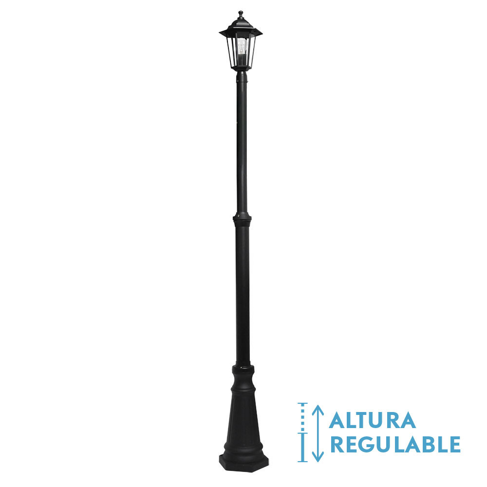 Farola Exterior Aluminio Auriga 1xe27 Negro Ip44 220x20x20 Cm Regulable En Altura