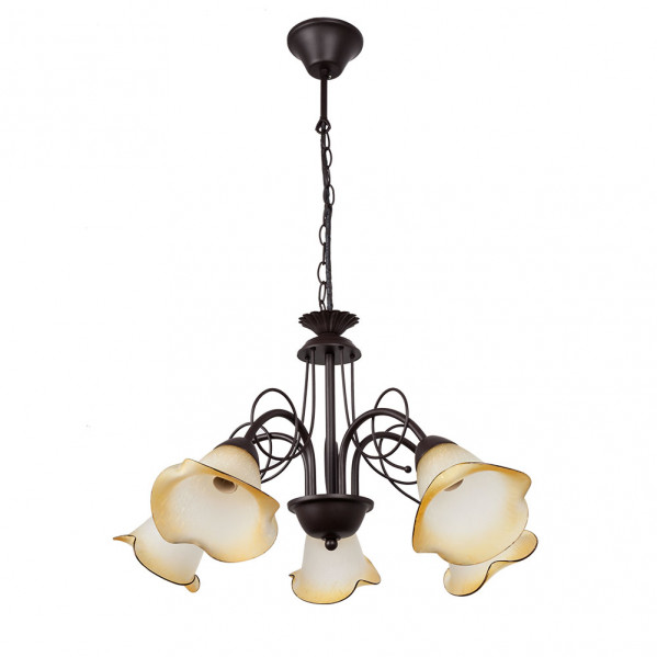 lampara Adelfa 5xe14 Marron  Regx56x56 Cm