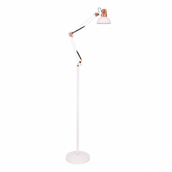 flexo De Pie Articulable Rutilo 1xe27 Blanco/cobre 180x28x28 Cm
