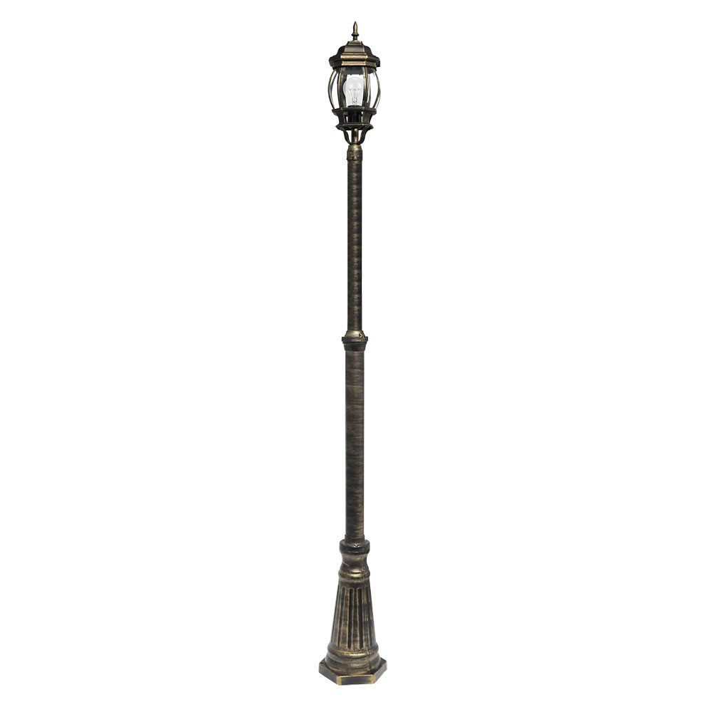 Farola Exterior Aluminio Caelum 1xe27 Neg/oro Ip44 228x18x18 Cm