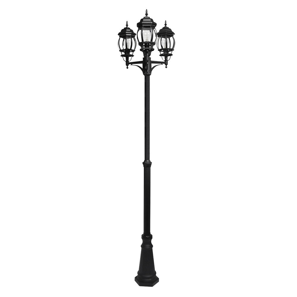 Farola Exterior Aluminio Caelum 3xe27 Negro Ip45 228x55x55 Cm