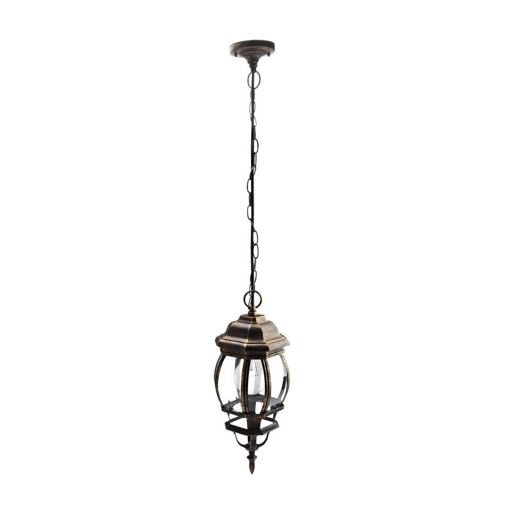 Colgante Exterior Aluminio Caelum 1xe27 Neg/oro Regx16x16 Cm Ip44