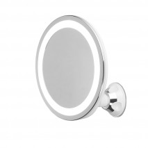 Espejo De Baño 24 Leds Diam.20cm Giro 360º Ventosa Aumento 5x Ajuste Luz Impermeable Ipx4