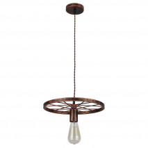 Colgante Mirlo 1xe27  Rueda Marron Oxido Regx30x30 Cm