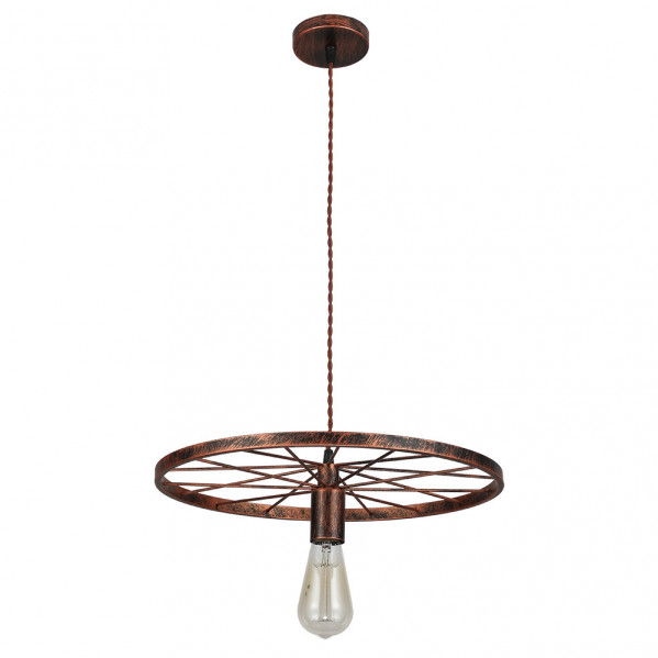colgante Mirlo 1xe27 Rueda Marron Oxido Regx41x41 Cm