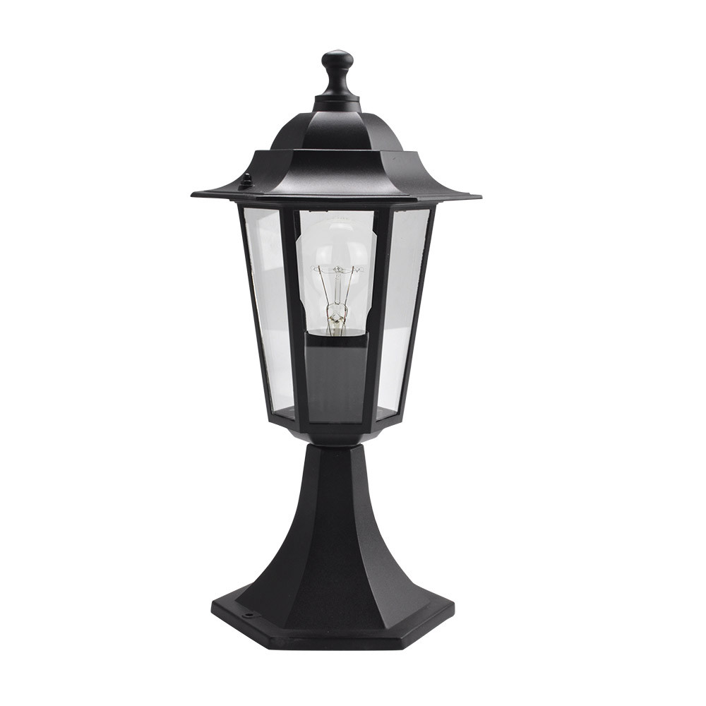 Sobremuro Exterior Aluminio Auriga 1xe27 Negro 38x19x19 Cm Ip44