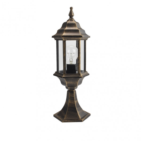 sobremuro Exterior Aluminio Pollux 1xe27 Neg/oro  48,5x17x17 Cm  Ip44