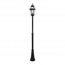 Farola Exterior Aluminio Becrux 1xe27 Negro Ip44 234x25x25 Cm Regulable En Altura