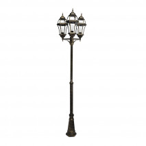 Farola Exterior Aluminio Becrux 3xe27 Neg/oro   234x60x60 Cm  Ip44