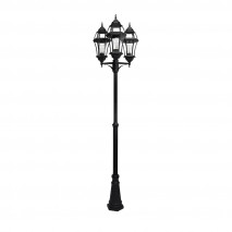 Farola Exterior Aluminio Becrux 3xe27 Negro Ip44 234x60x60 Cm Regulable En Altura Ip44